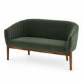 2-Sitzer Sofa Samt Dunkelgrün Walnussholz 150cm