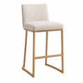 Barhocker aus Eichenholz und Stoff, Beige