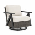 Drehbarer Rattan Stuhl mit Aluminiumrahmen Beige 80x75x90cm