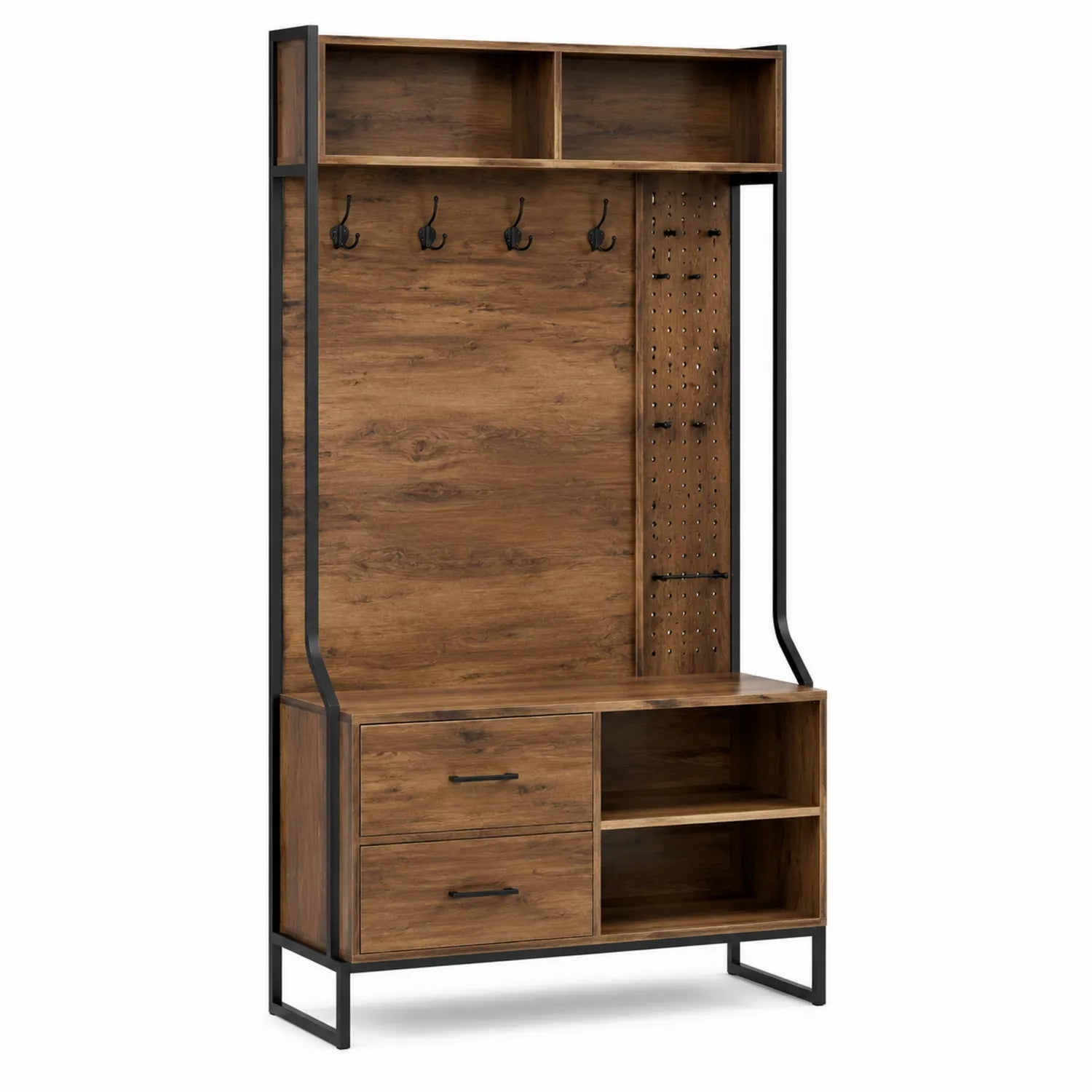 Garderobenständer Holzoptik Metallrahmen Braun 200x120x40cm