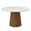 Runder Esstisch mit Keramikplatte und Eichenholzfuß, Ø120 cm