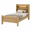 Einzelbett Massivholz Kiefer Natur 90x200 cm mit Regal Kopfteil