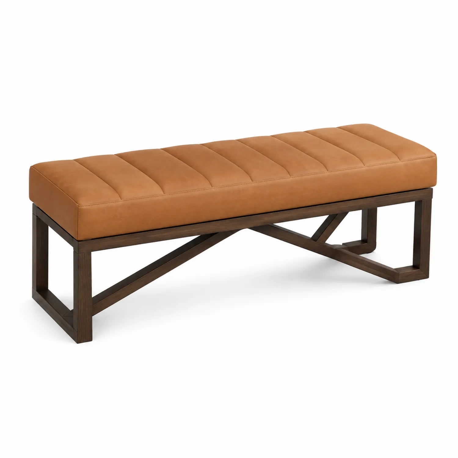 Polsterbank Leder Braun mit Holzgestell