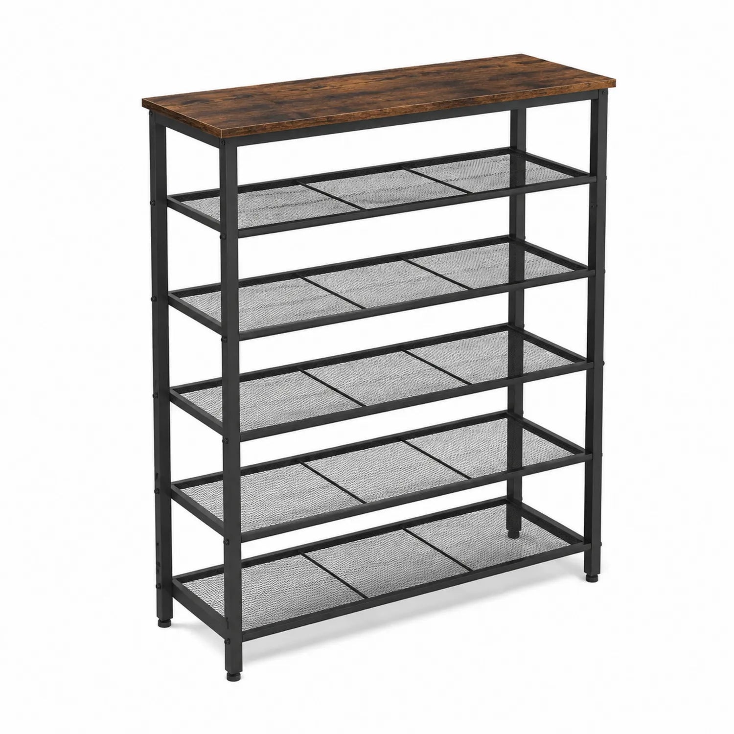 Metall Schuhregal mit Holzoptik 5 Ebenen 100x30x90cm