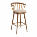 Barhocker Holz mit Leinenpolsterung Braun/Beige