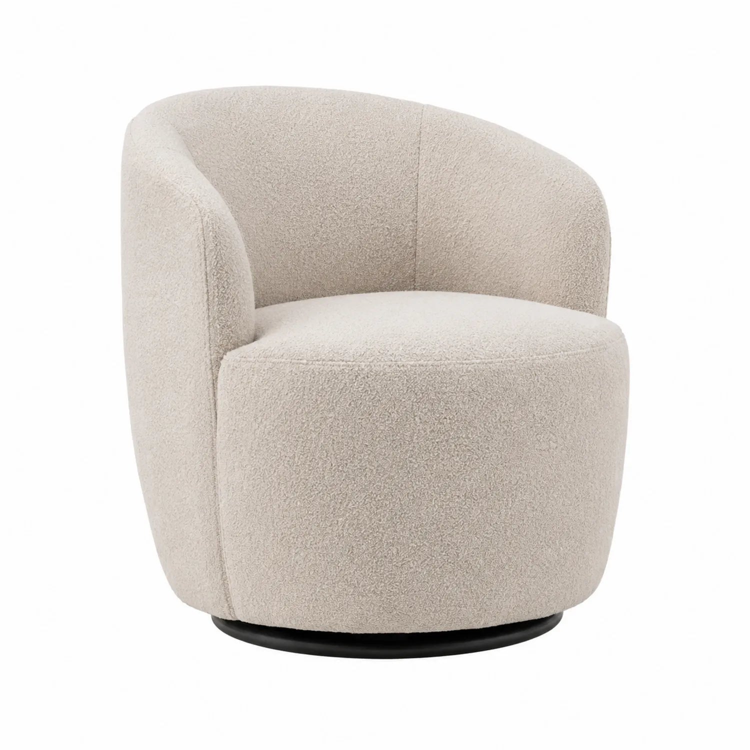 Drehstuhl aus Bouclé-Stoff in Beige, 75 cm Höhe