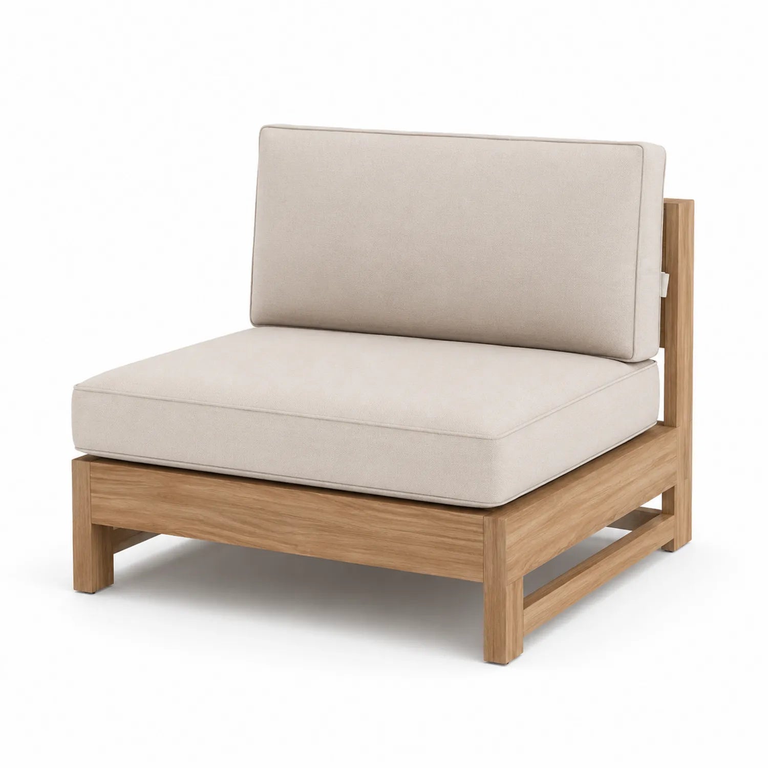 Gartensofa Teakholz Leinen Beige