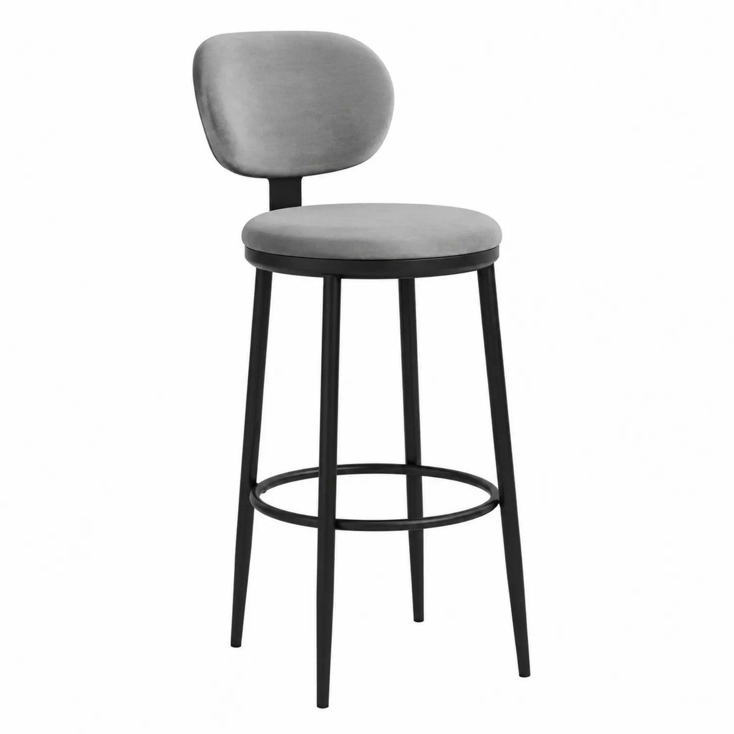 Barhocker aus Metall und grauem Samt 100 cm