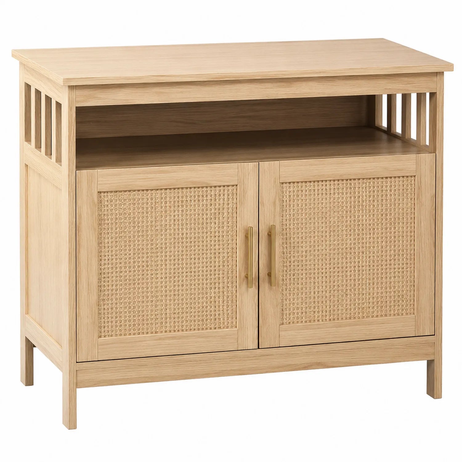 Sideboard aus Eichenholz mit Rattantüren 100x40x80cm