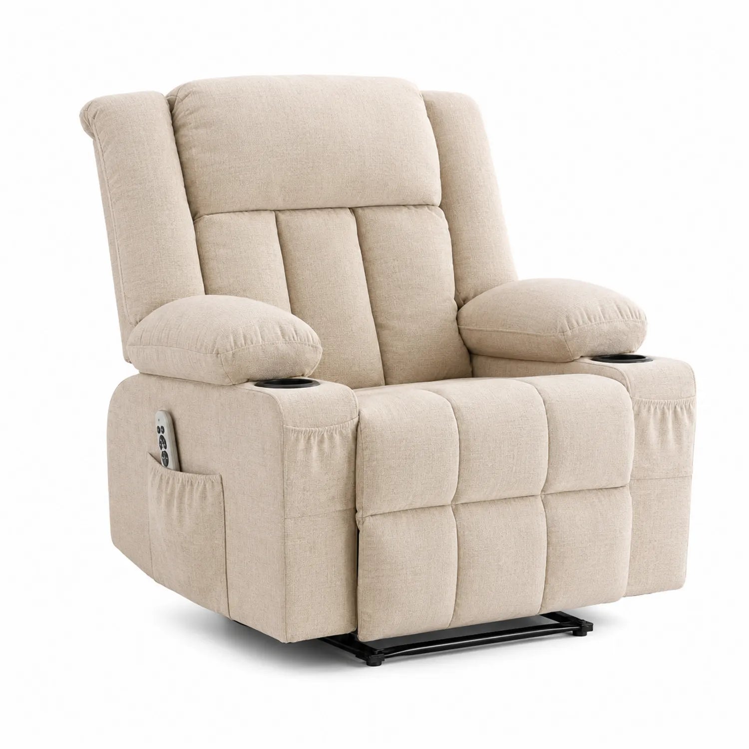 Elektrisch Verstellbarer Relaxsessel Leinen Beige