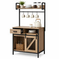 Küchenschrank Holz Metall Schwarz 80x40x160cm mit Regal und Schublade