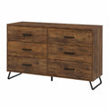 Kommode MDF Holzoptik Braun mit 6 Schubladen und Metallfüßen