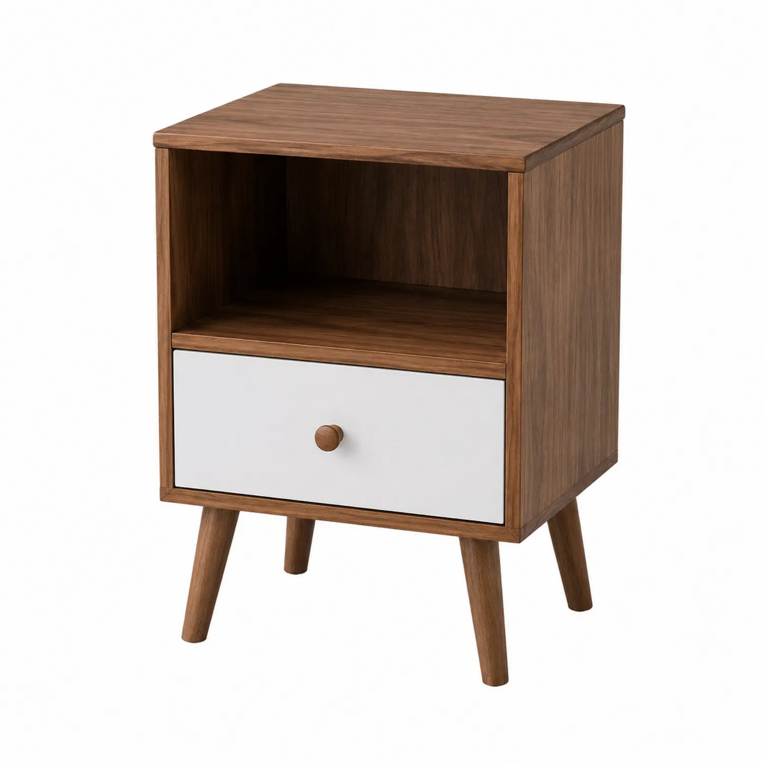 Nachttisch MDF Walnussfurnier Braun/Weiß 40x30x60cm