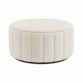 Runder Hocker aus Bouclé-Stoff Creme 60x60x35 cm