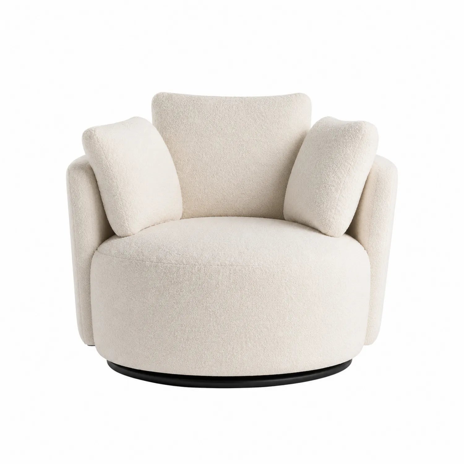 Runder Loungesessel Boucléstoff Creme 95 cm