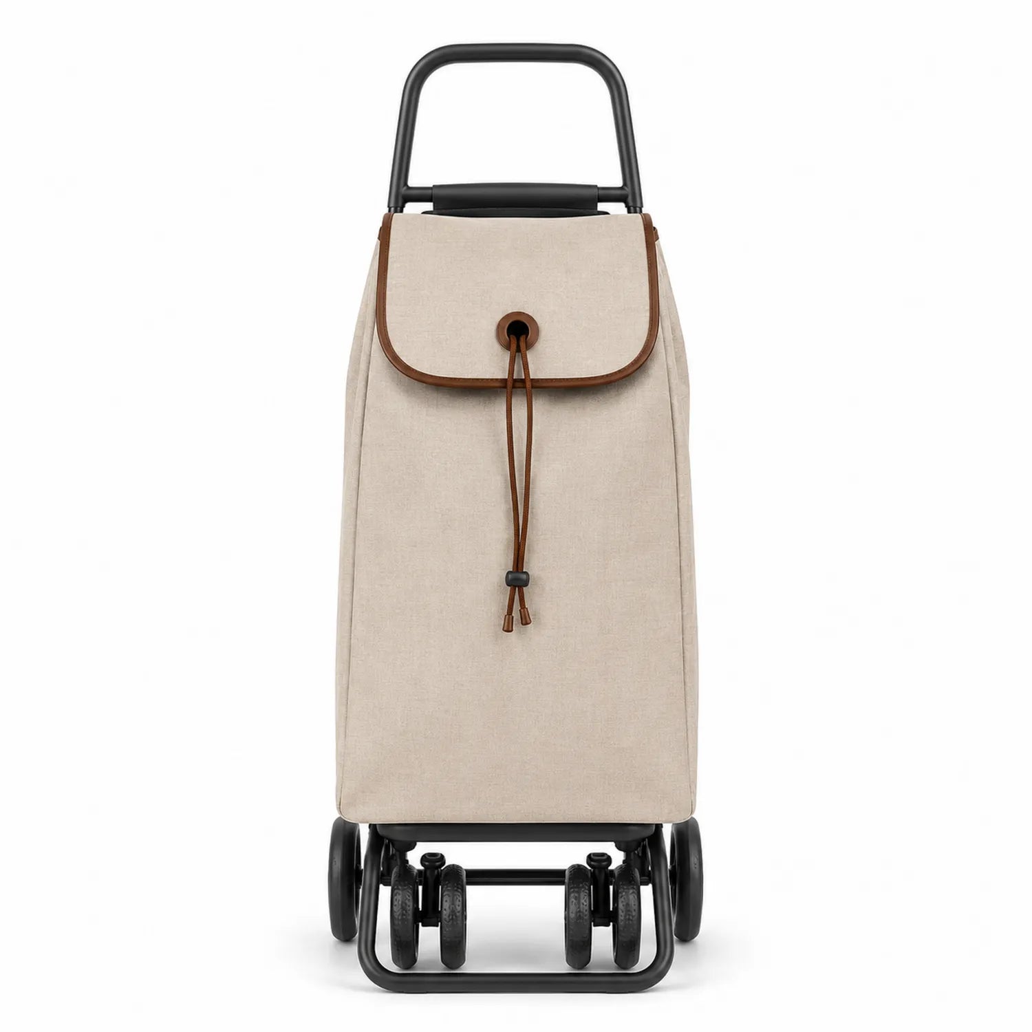 Einkaufswagen aus Metall mit Polyestertasche Beige 6-Rad 60L