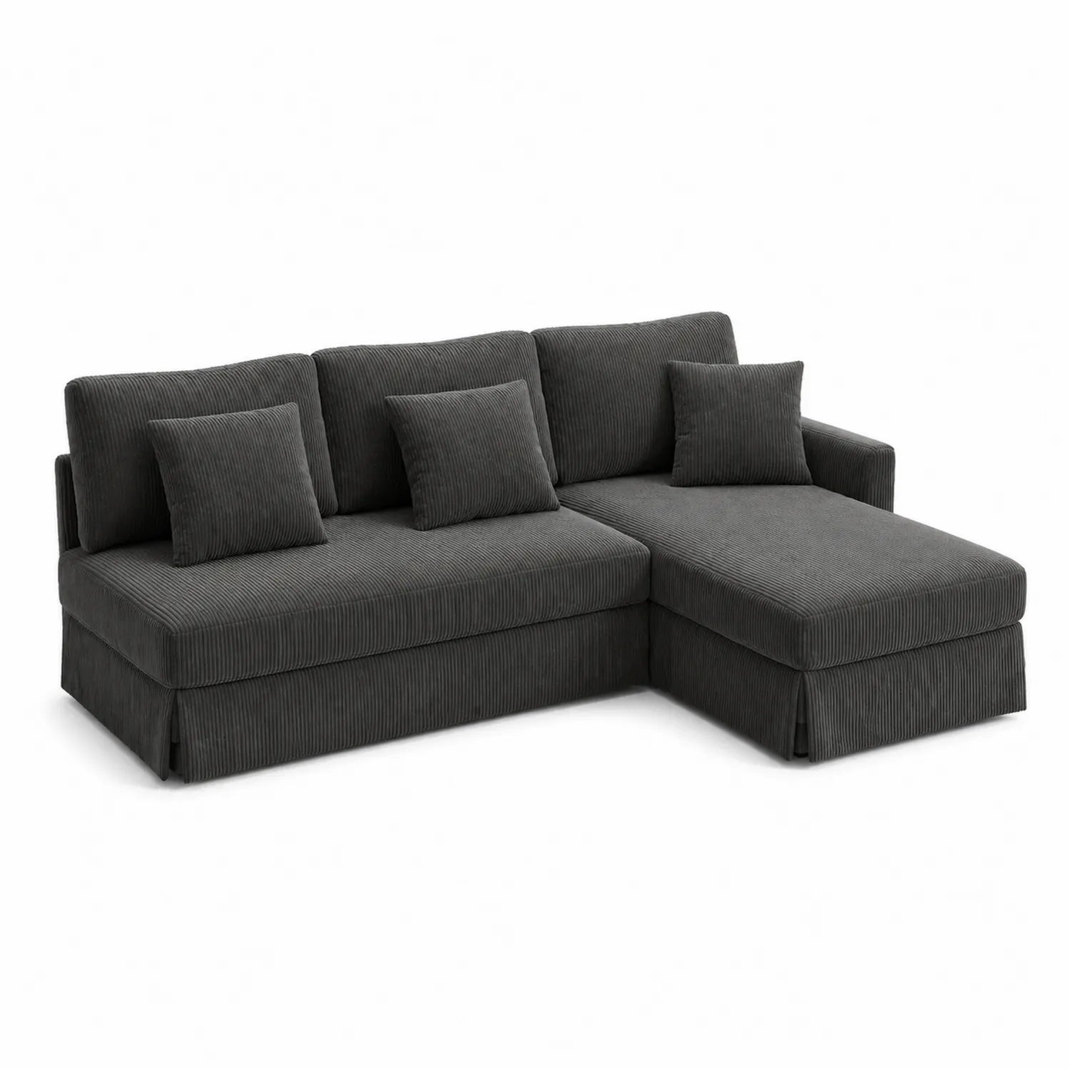 Ecksofa Cord Dunkelgrau 250cm