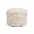 Runder Baumwollhocker Beige Gewebe
