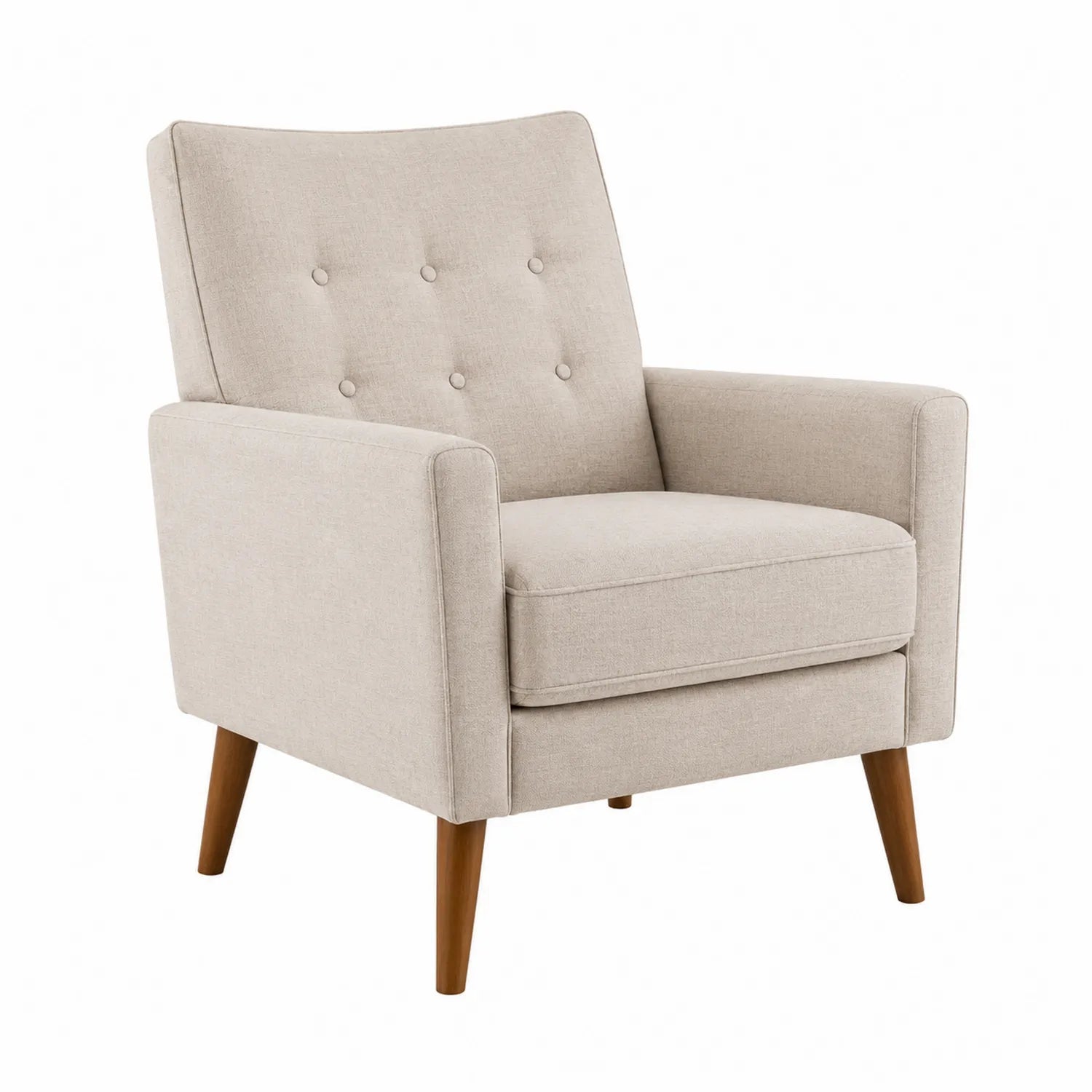 Leinensessel mit Holzbeinen Beige